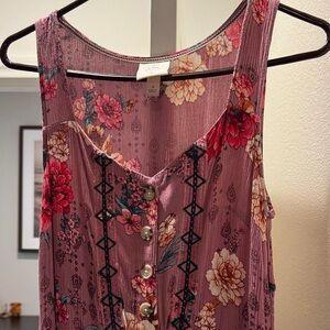Knox Rose Pink Floral Button-Down Blouse